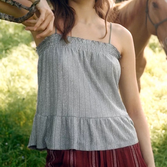 Anthropologie amadi Gray Ruffled Tiered Camisole | Wyatt Shimmer Tank - Picture 7 of 8